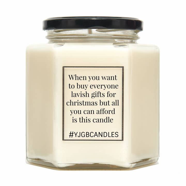 Funny Christmas Scented Candle for wholesale by Lindsay Lucas Candles