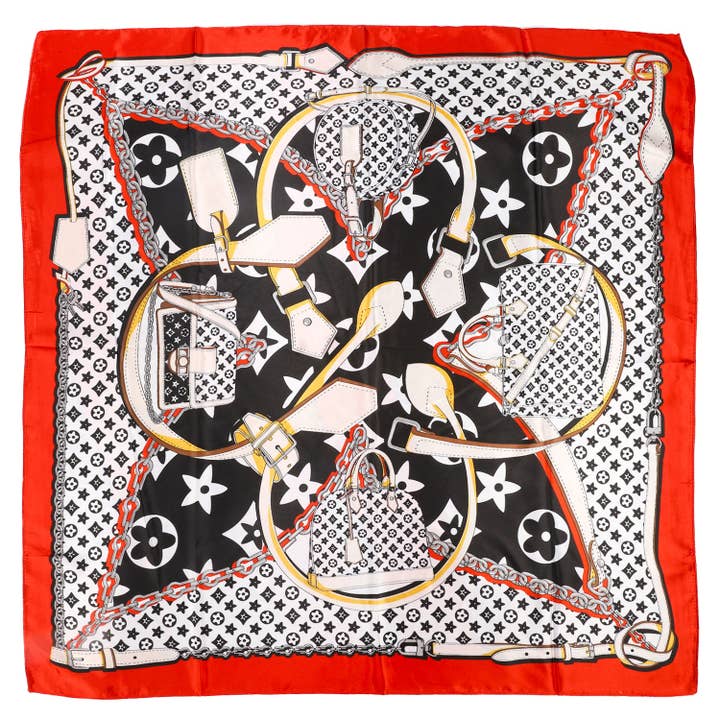 SP Sophia Collection - Wholesale Scarf - Women's - Floral Monogram Pattern Square Scarf with Fashion-Inspired 4