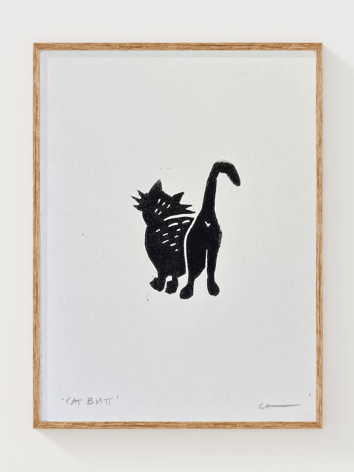 'Cat Butt' Linocut Print for wholesale by Studio Orch
