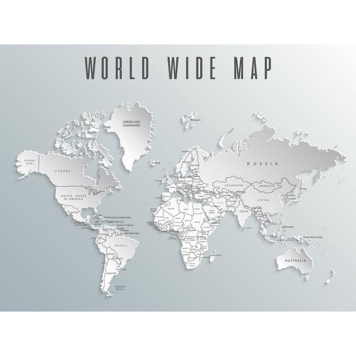 Pannello segnaposto magnetico - World Wide Map nero bianco per la vendita all'ingrosso da parte di Queence