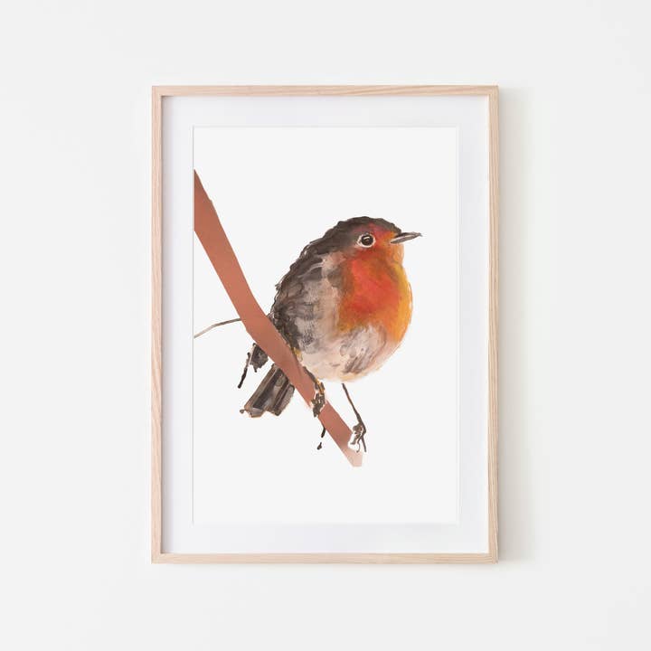 Robin bird art print A4 and A3 for wholesale by Studio Angelart
