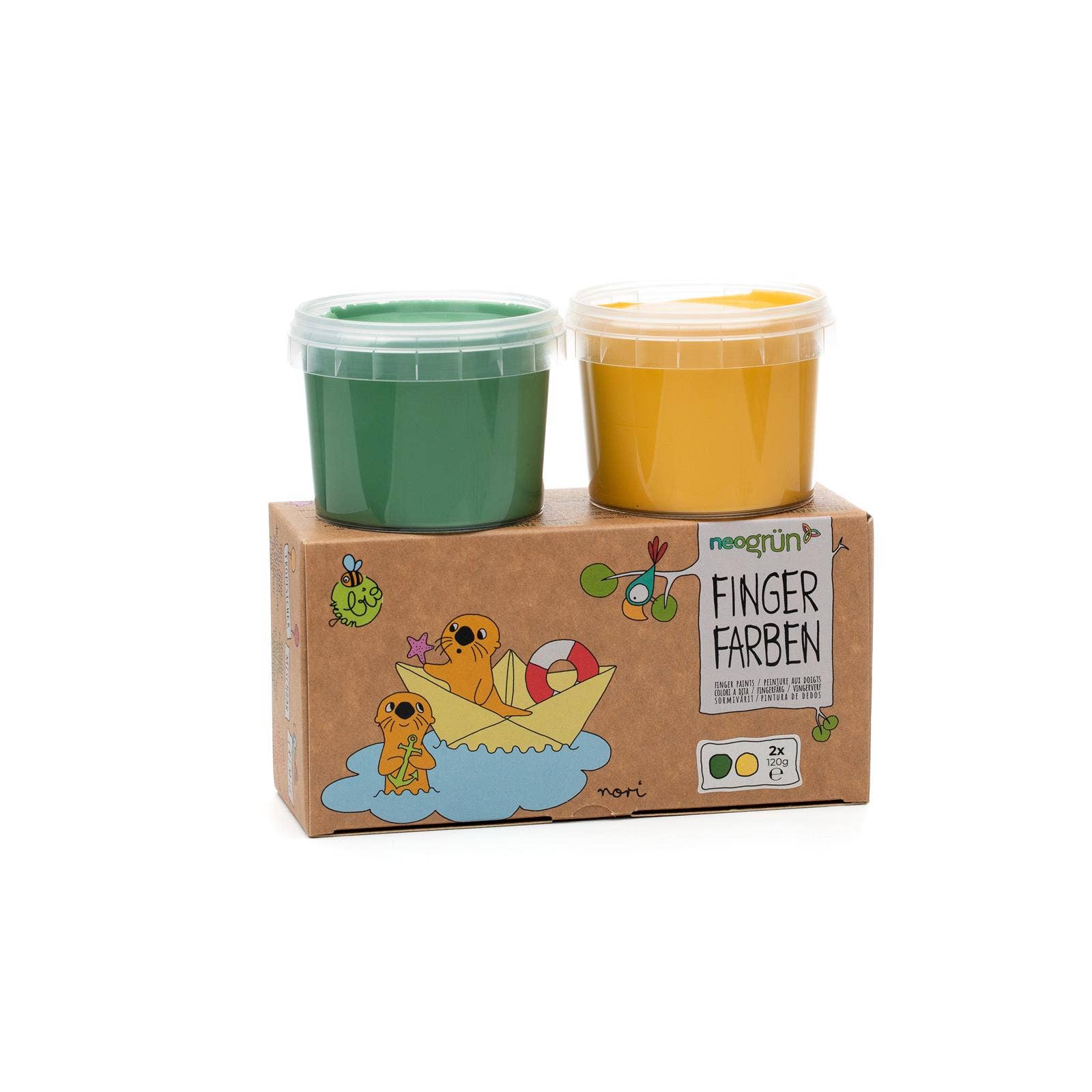 NEOGRÜN - Wholesale Finger Paint - Organic vegan finger paints set of 2 “Nori” green/yellow