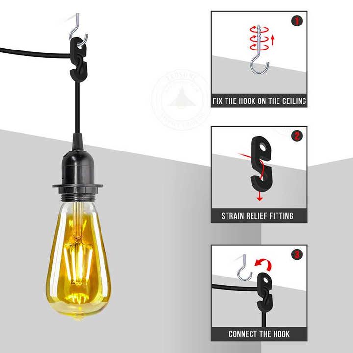 Ledsone - Wholesale Chandelier/Hanging Light - E27 Plug in Black Light Socket Cord Ceiling Hanging Lights~45483