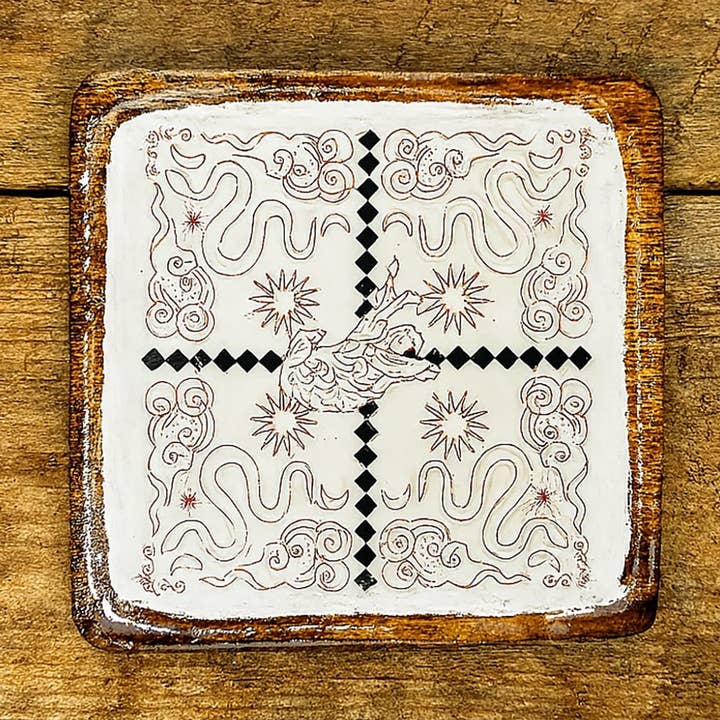 Etnico del Mondo - Vente Plateaux décoratifs - Plateau Émaillé Carré Hop Hare En Bois De Manguier #10