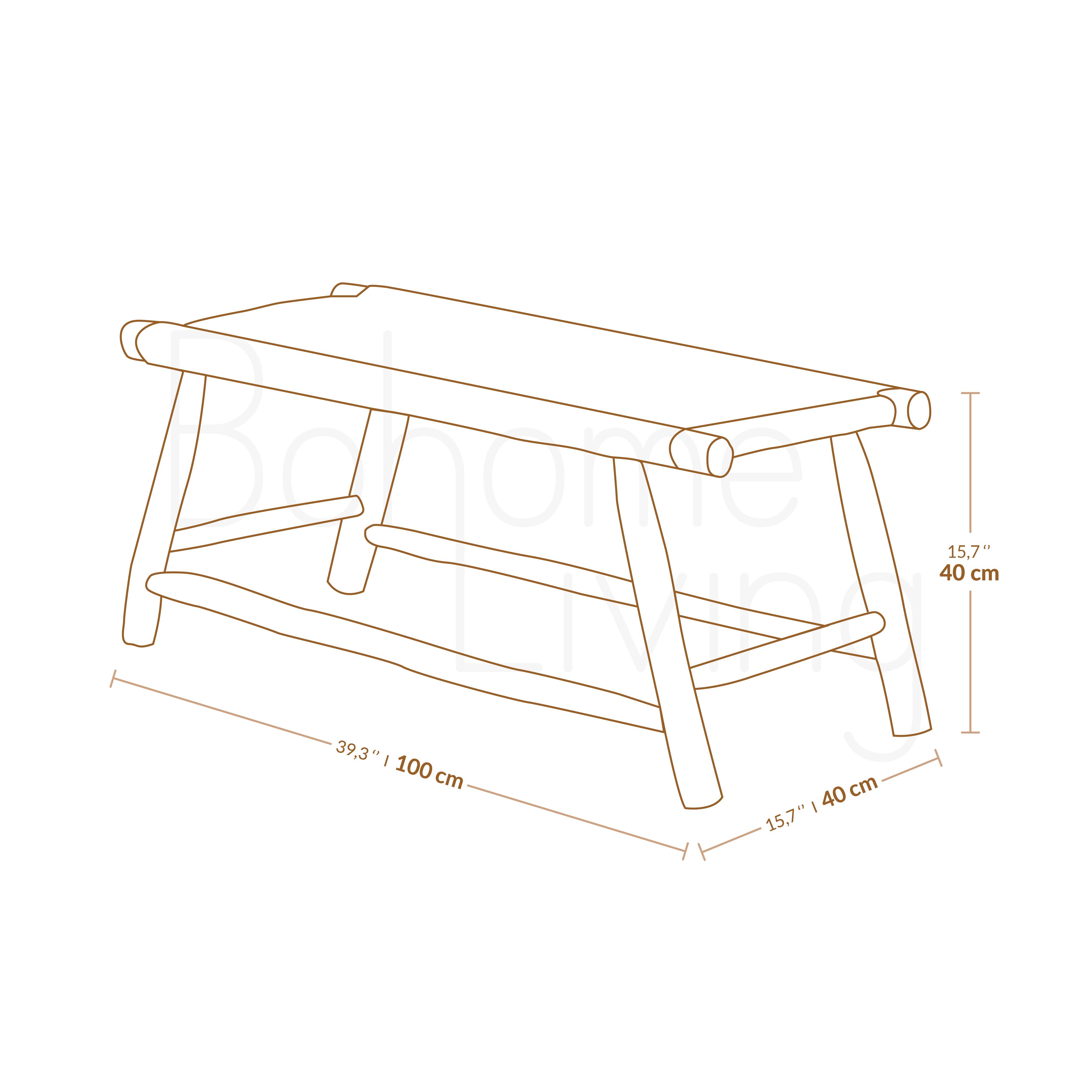 Bohome Living - Vendita all'ingrosso Panche - Panca etnica in legno con intreccio naturale 100 cm7