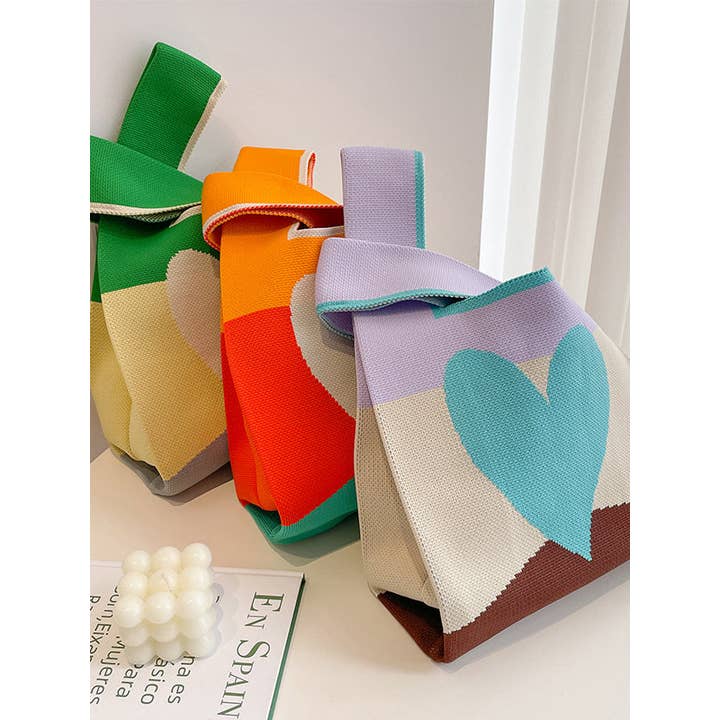 FurDecoration - Wholesale Tote Bag - Women's - Colorful Heart Patterned Bags - Handbags