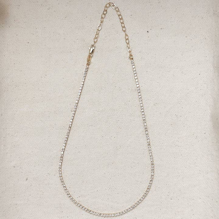 Collier de tennis en zircone cubique de 2 mm rempli d'or 18 carats pour la vente par GoldFi