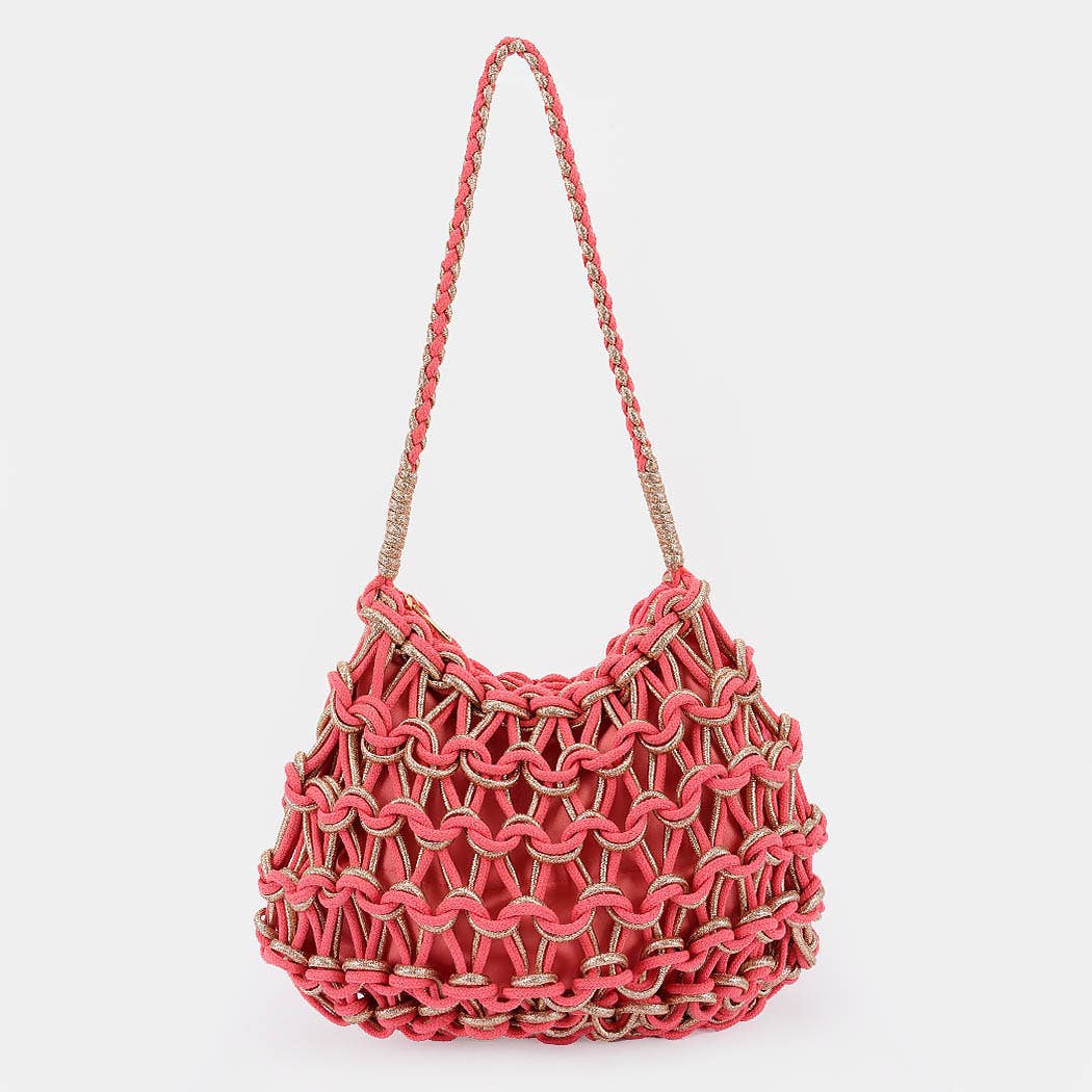 3AM BY H&D ACCESSORIES - Wholesale Strandtas - Handgemaakte Metalen en Katoenen Gevlochten Tas0