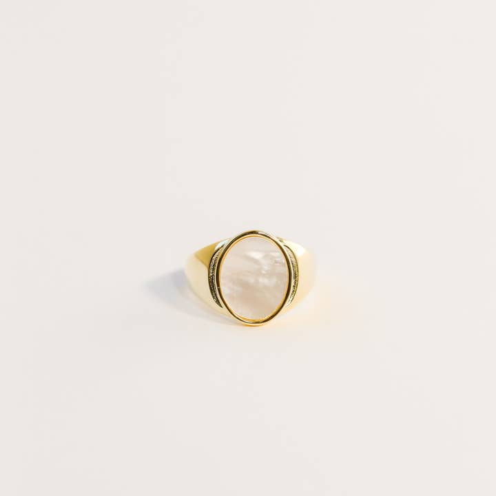 JaxKelly - Wholesale Signet Ring - Gold Rings - Mother of Pearl Signet3