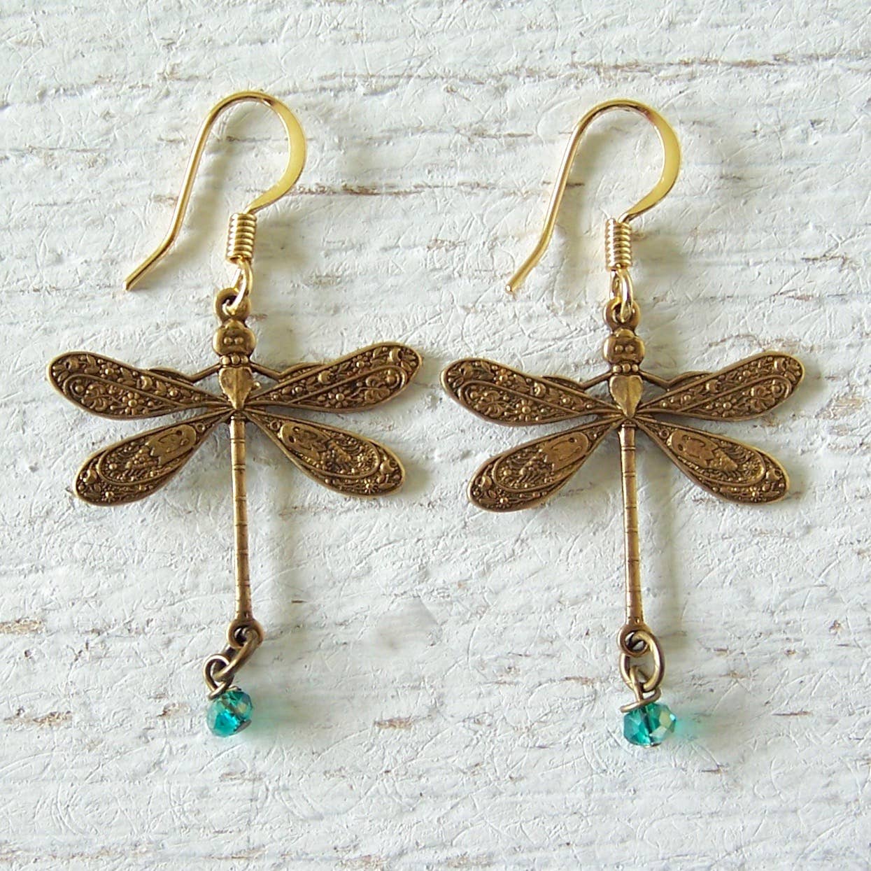 Jo Bird Jewelry - Wholesale Dangle Earrings - Lucky Dragonfly Brass Earrings1