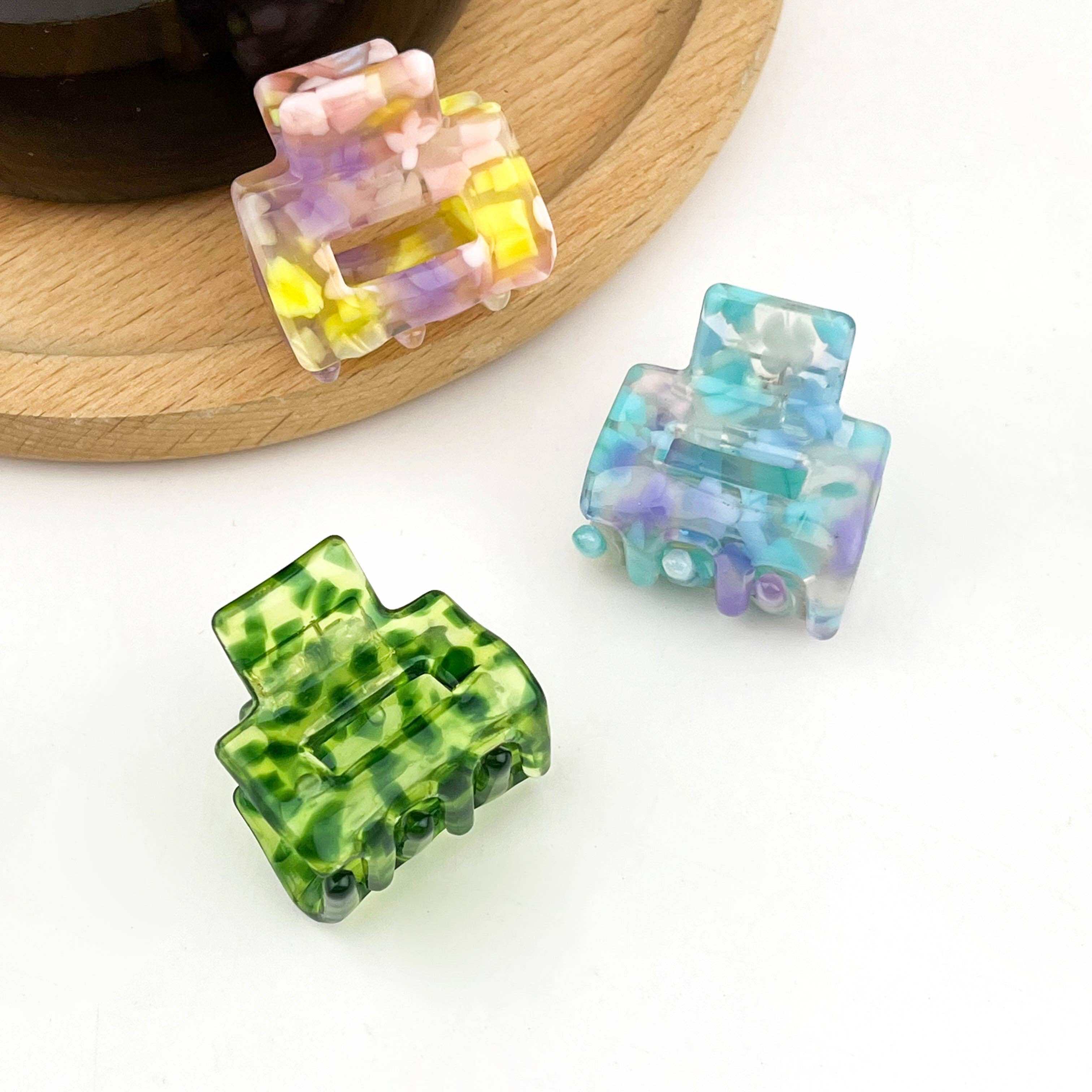 TheDivaSoap - Wholesale Hair Clip - Women's - 0.98'' Acetate Colorful Polka Dot Mini Square Hair Claw Clip8