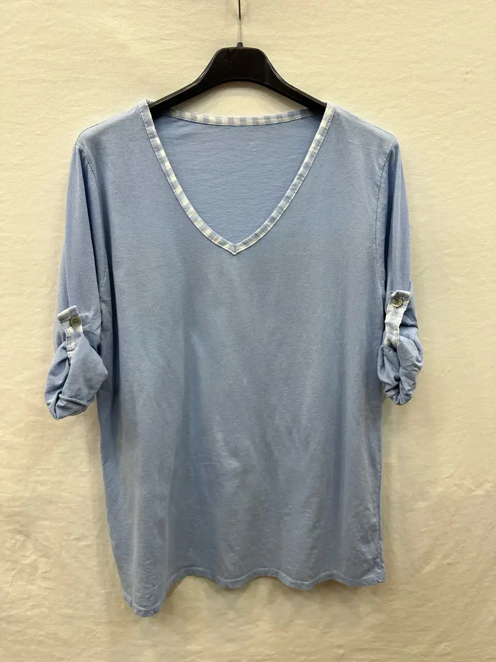 Mimi & Gogo – T-shirt – Mulher por atacado – T-shirt gola vichy @96893_TsColVichy1