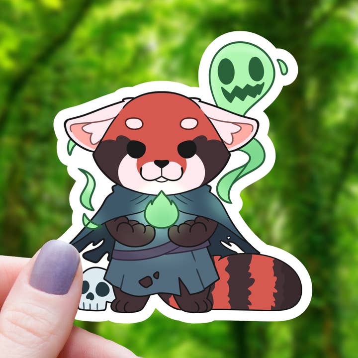 Red Panda Necromancer Sticker - 3" for wholesale by Mimic Gaming Co