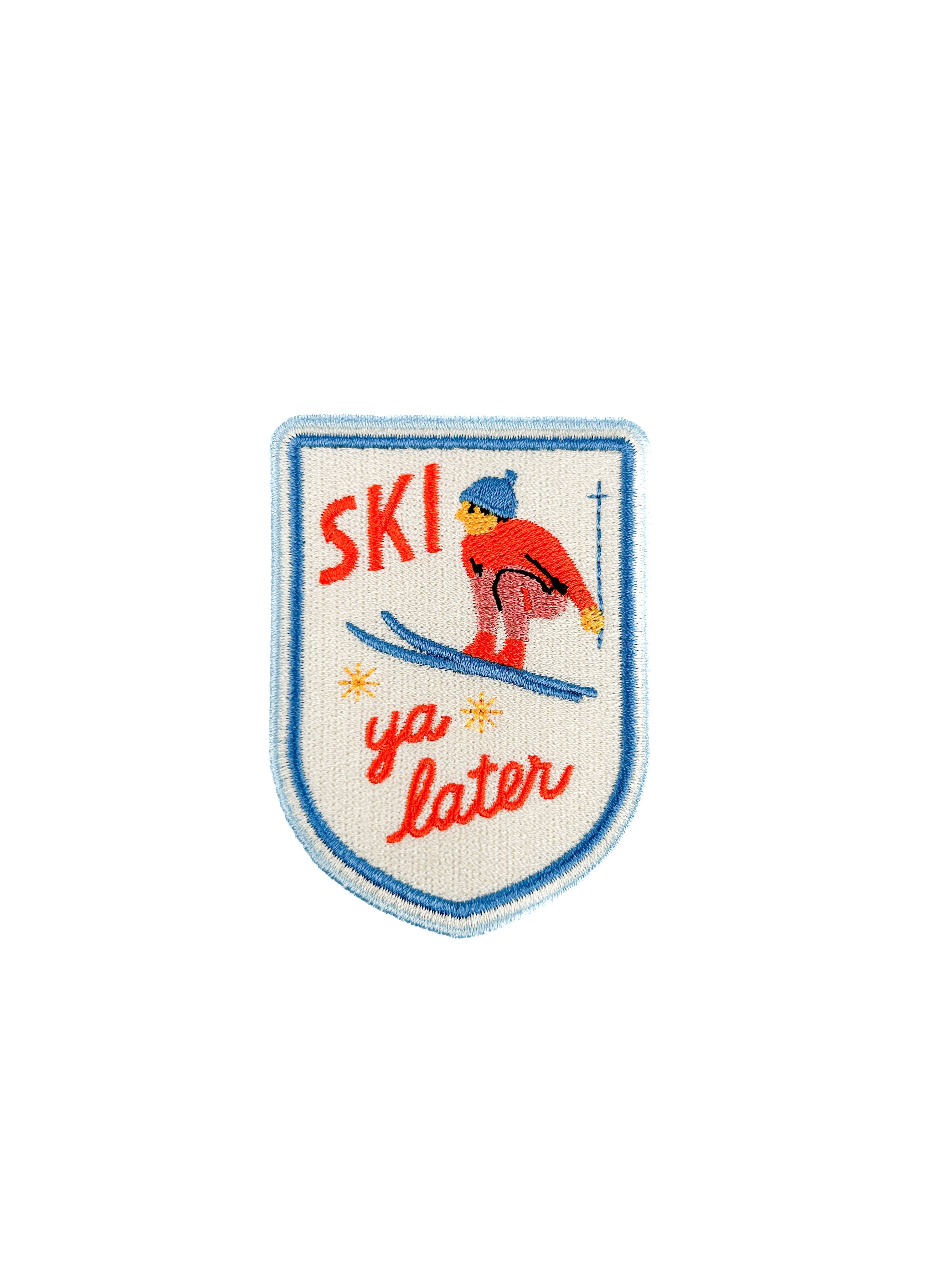 Field Trip Threads – wholesale Lapp – Ski Ya Later-märke | Retro skidåkning broderat strykmärke1