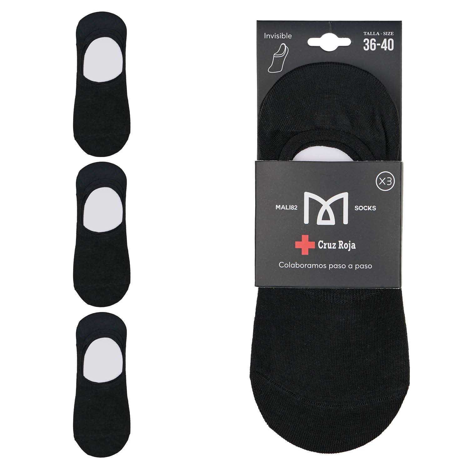 KYLIE CRAZY - Wholesale Socks - Unisex - Pack of 3 invisible socks maximum comfort - Red Cross4