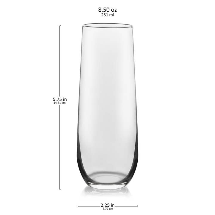 Libbey - Wholesale Champagne Flute - Libbey Stemless Champagne Flute Glasses, 8.5oz, Set of 125