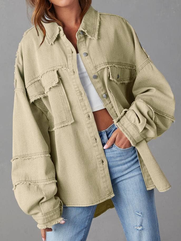 Relaxed Washed Midi Denim Jacket for wholesale by HIDDENBRAND