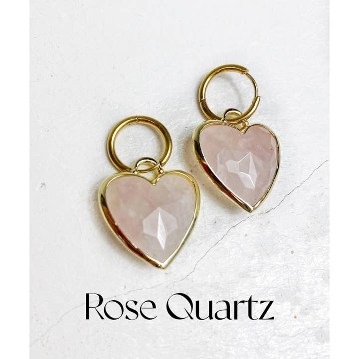 Black Lamb Design - Wholesale Huggie earrings - Natural Faceted Gemstone Heart Huggie Hoops2