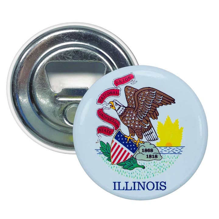 Décapsuleur-Magnet - Drapeau de l'État de l'Illinois - États-Unis pour la vente par Worldwide Souvenirs