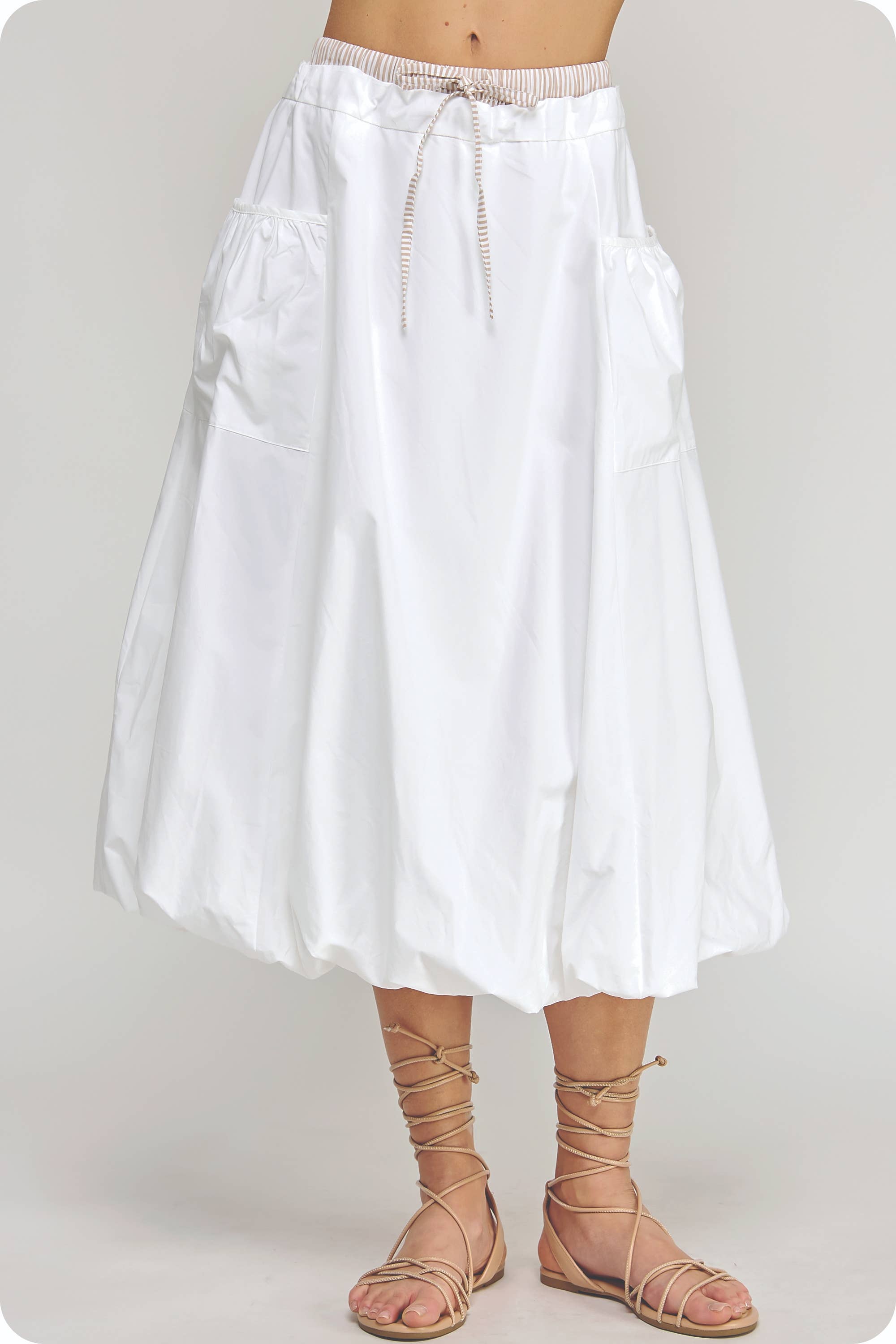 Strut & Bolt - Wholesale Rok - Dames - Streep Contrast Midi Bellenrok0