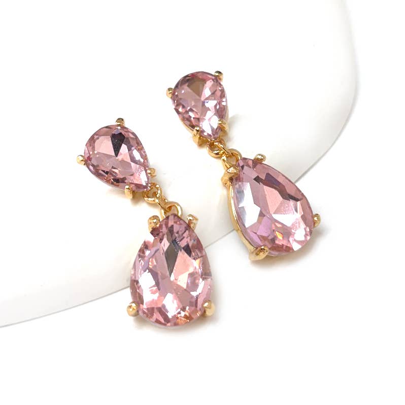 StarryNYC - Wholesale Dangle Earrings - Teardrop Glass Stone Dangle Crystal Bridal Earrings4