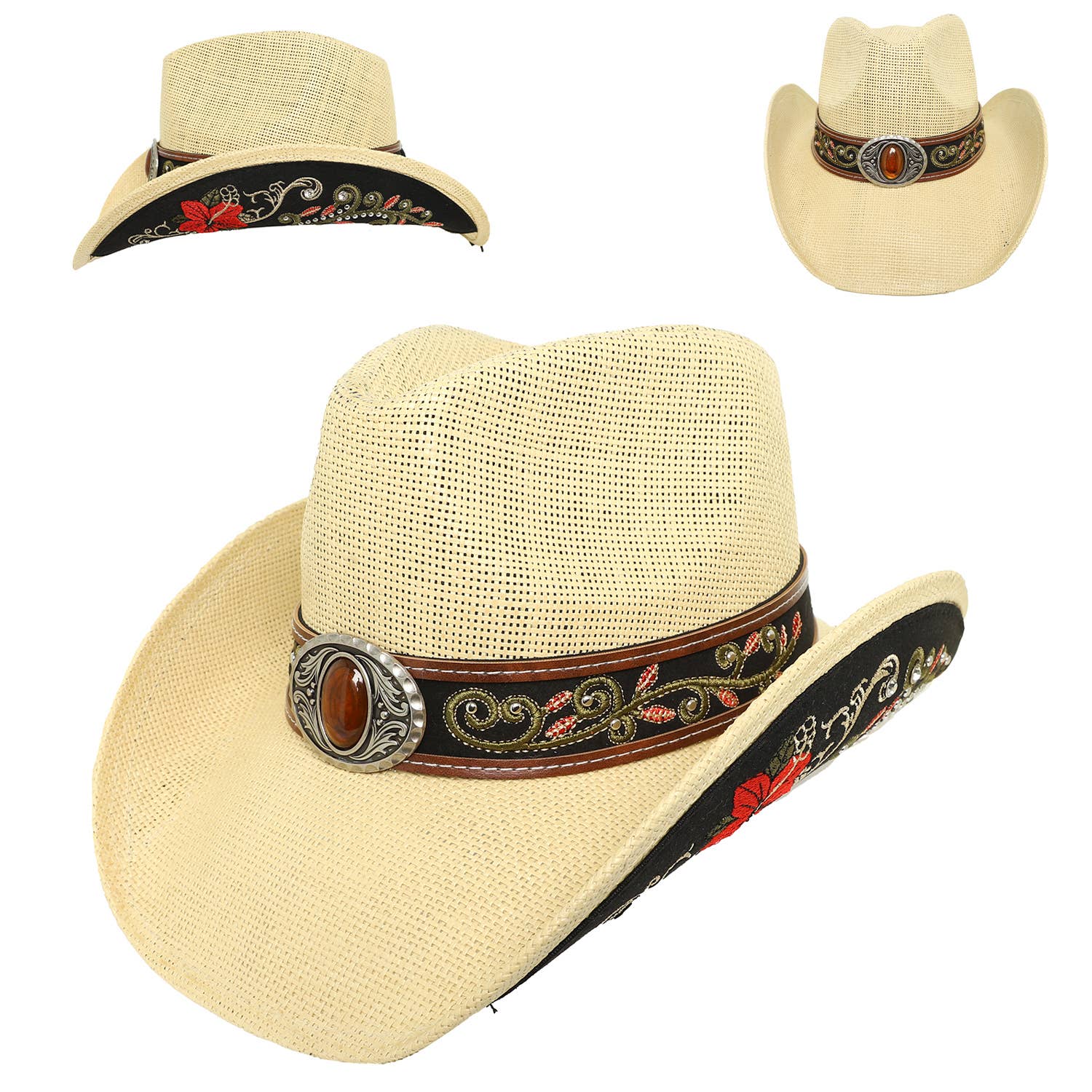 SP Sophia Collection - Wholesale Cowboy Hat - Women's - Western Embroidered Straw Woven Cowboy Hat 0