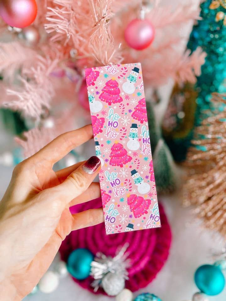 Marque-page rose avec motif de Noël pour la vente par Emily Cromwell Designs