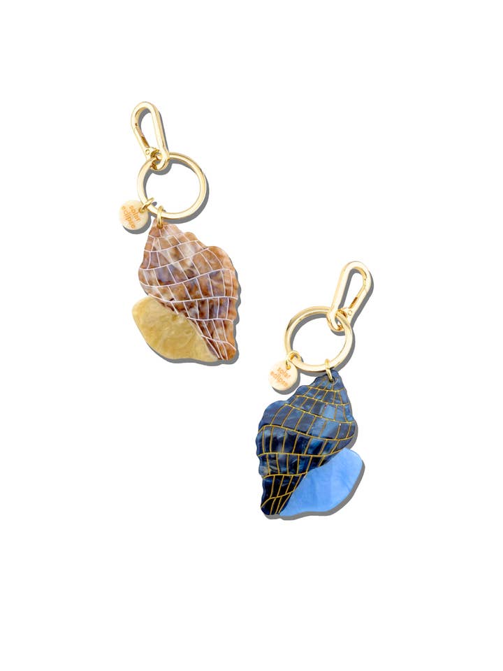 Hand-painted Tulip Conch Shell Bag Charm + Keychain | Eco-Friendly for wholesale by Solar Eclipse