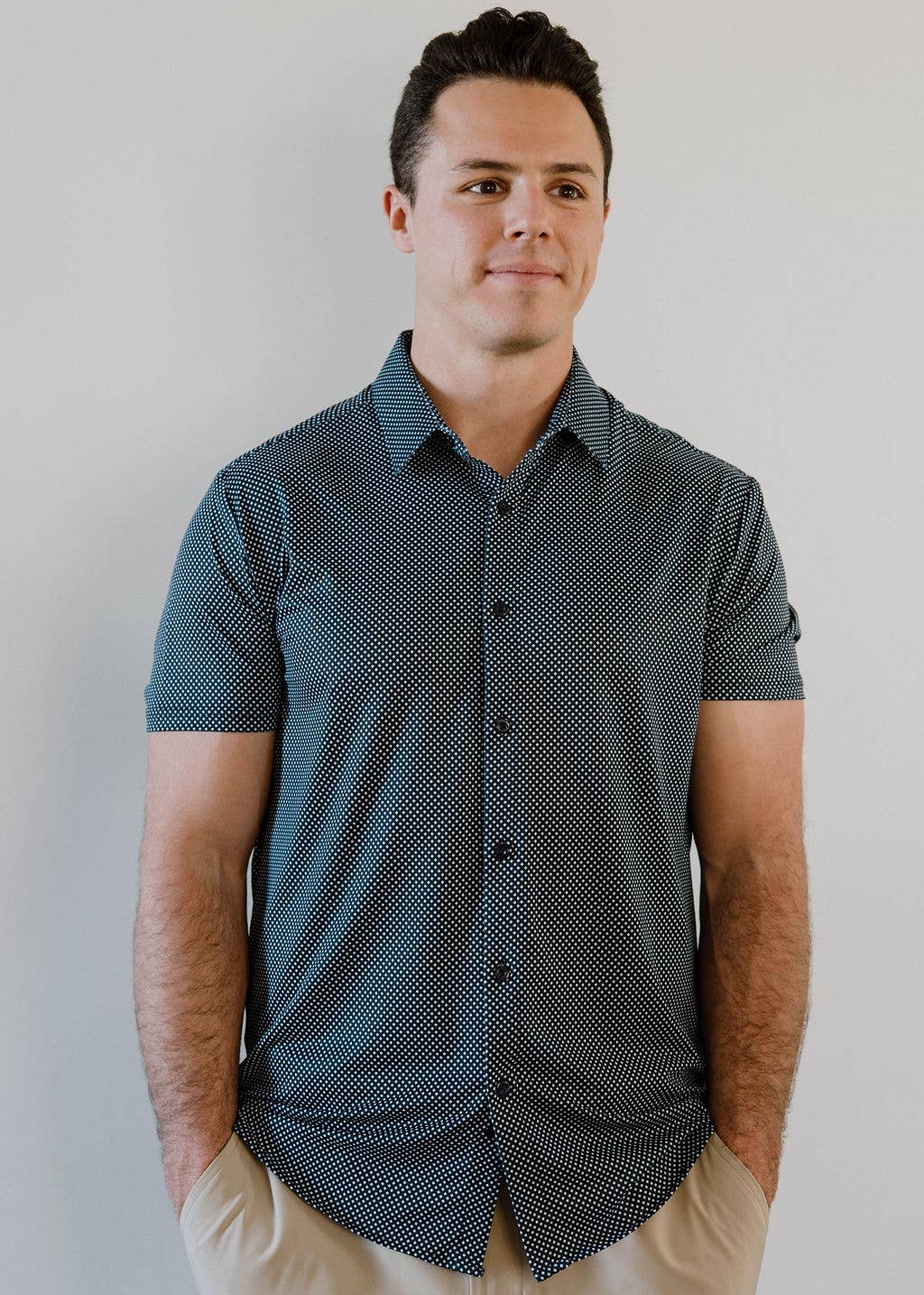 JD Buck - Wholesale Shirt - Men's - Navy White Diamond SS Shirt