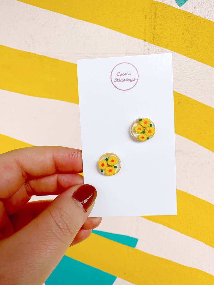 Garden Party Yellow Daisy Denise Post Earrings for wholesale by Coco's Musings