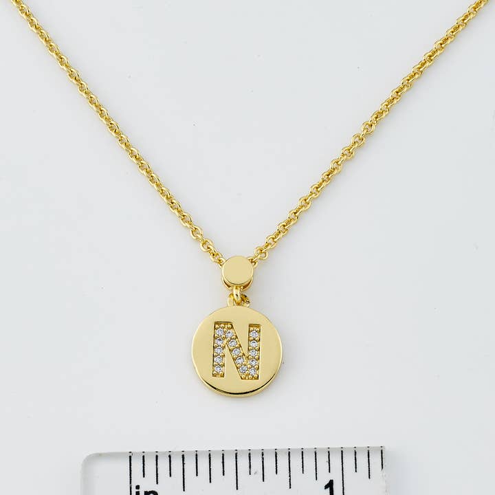 Little Miss Twin Stars - Wholesale Pendant/Charm Necklace - LMTS Classic! Initial Disc Pendant Necklace104