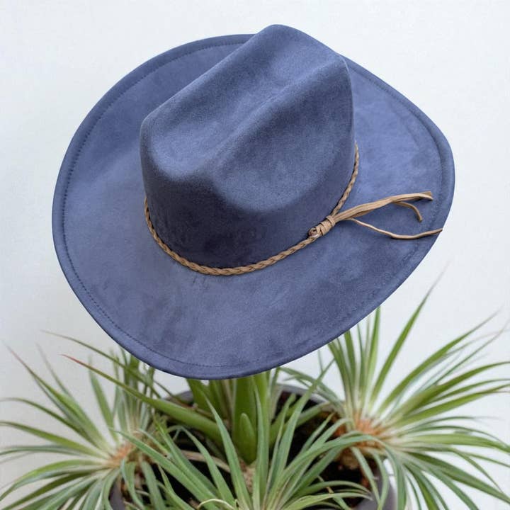 Vegan Suede Cattleman Cowboy Hat W/ Suede Hat Band  for wholesale by One and Only Accessories