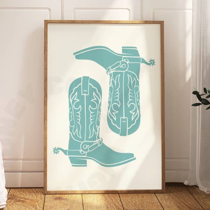 Trendy Cowboy Boot Print for wholesale by Honey Coast Print Co.