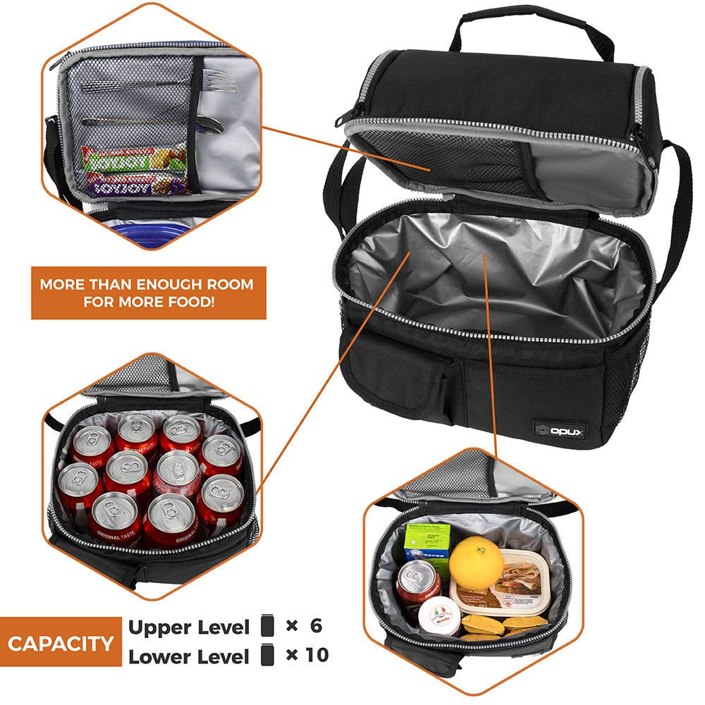 OPUX - Wholesale Lunch Bag/Box - Two-Sided Double Deck Insulated Lunch Box - 16 Cans60