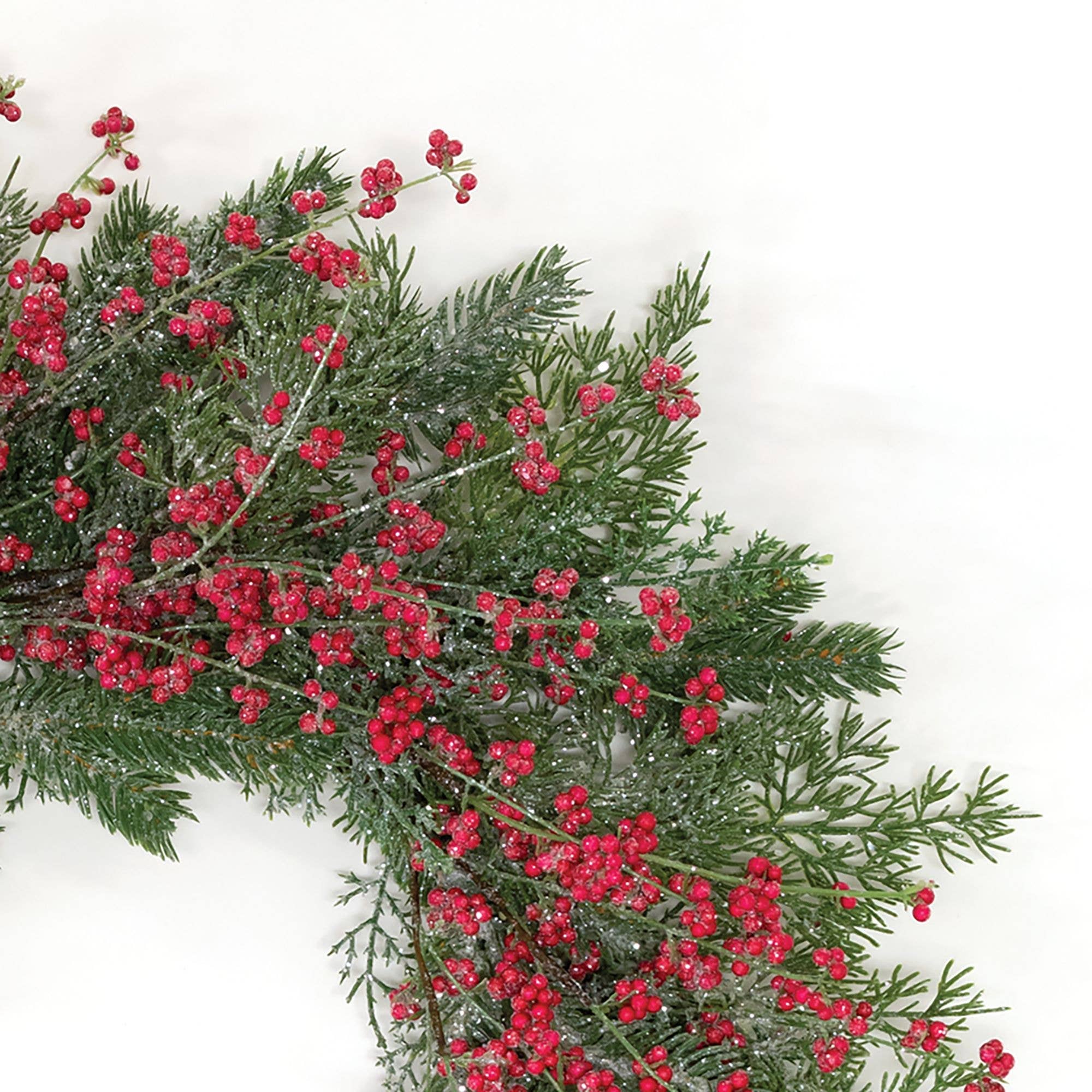 Saybrook Lane - Wholesale Wreath - Sparkling Red Berries & Mixed Greens Wreath, 24"1