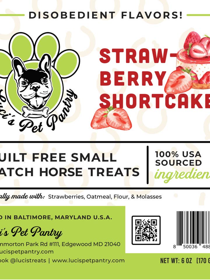Strawberry Shortcake "Strawberry All Natural Horse Biscuits" for wholesale by Luci's Pet Pantry