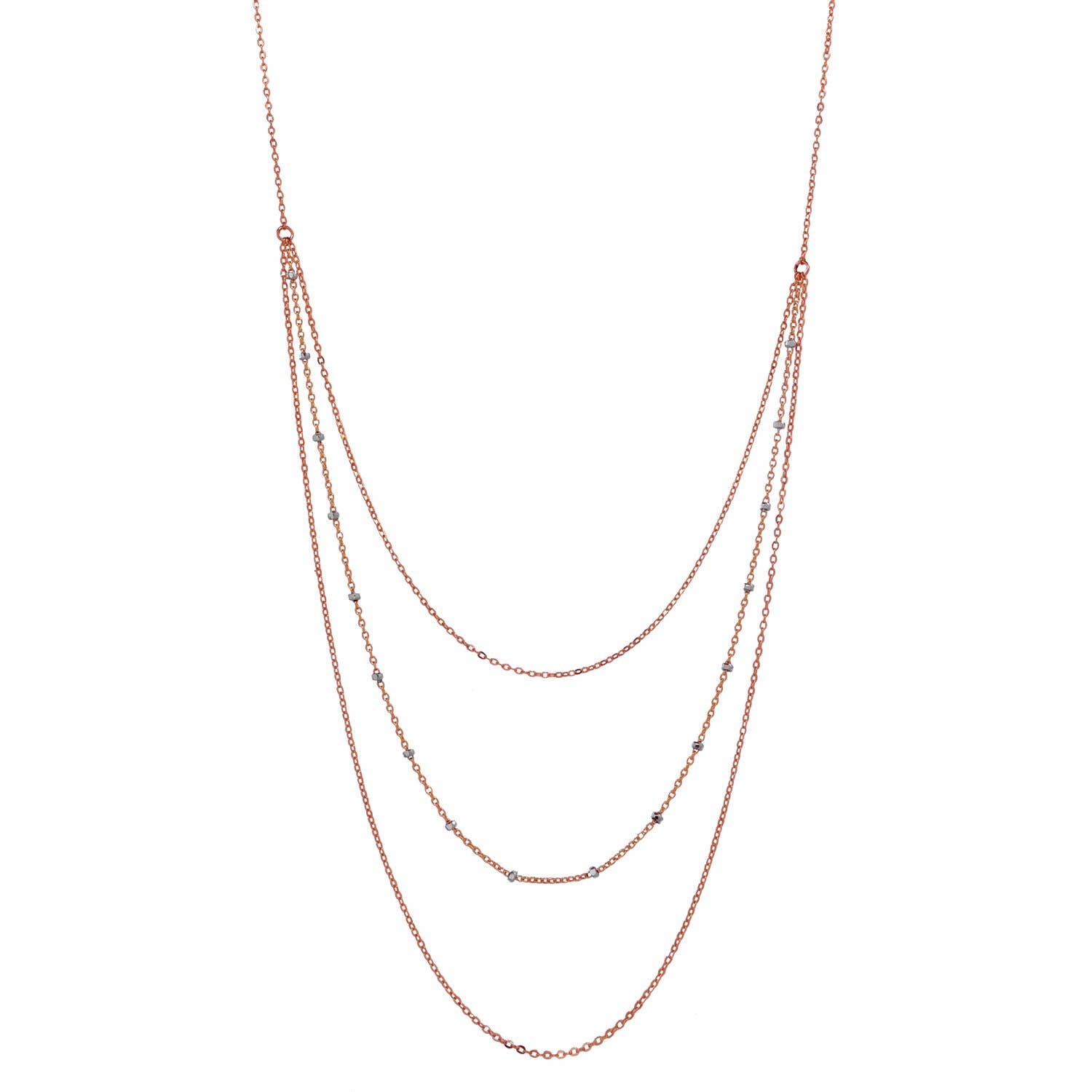 Ofina Jewelry - Wholesale Link & Chain Necklace - Triple Layer 2-Tone Ball Chain Necklace3