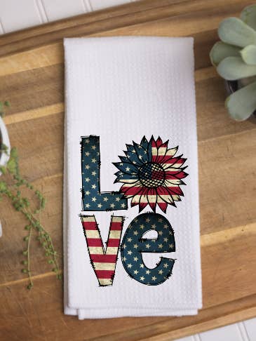 LOVE America Kitchen Towel, Dish Towel for wholesale by The Junkin’ Mamas