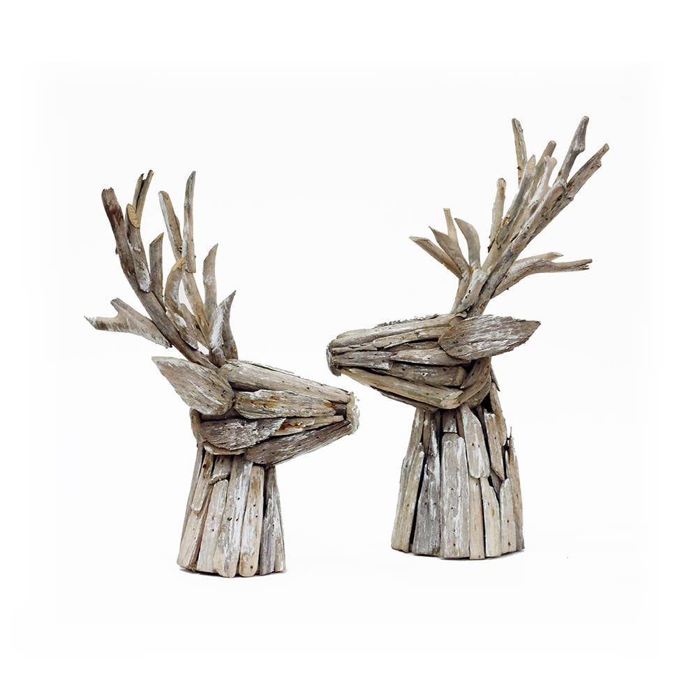 Dekorasyon Gifts  Decor - Wholesale Kerstdecoratie - Rendierkop van drijfhout (White Wash)3