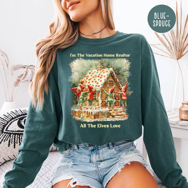 Vacation Home Realtor Unisex Christmas Comfort Colors Long Sleeve Tee for wholesale by CindyL Boutique