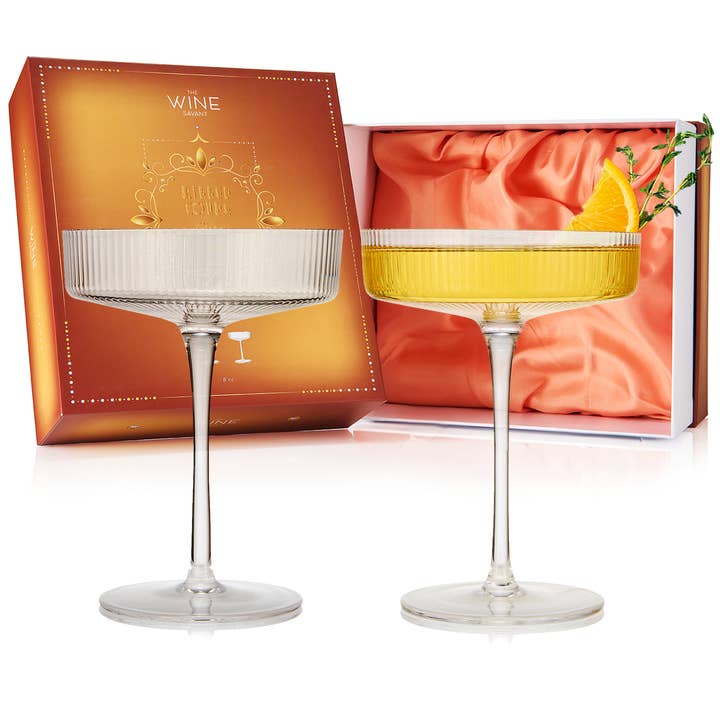 The Wine Savant / Khen Glassware - Wholesale Cocktail/Liquor Glass - Set of 2 Cocktail Coupe Goblet Glasses | 8 OZ