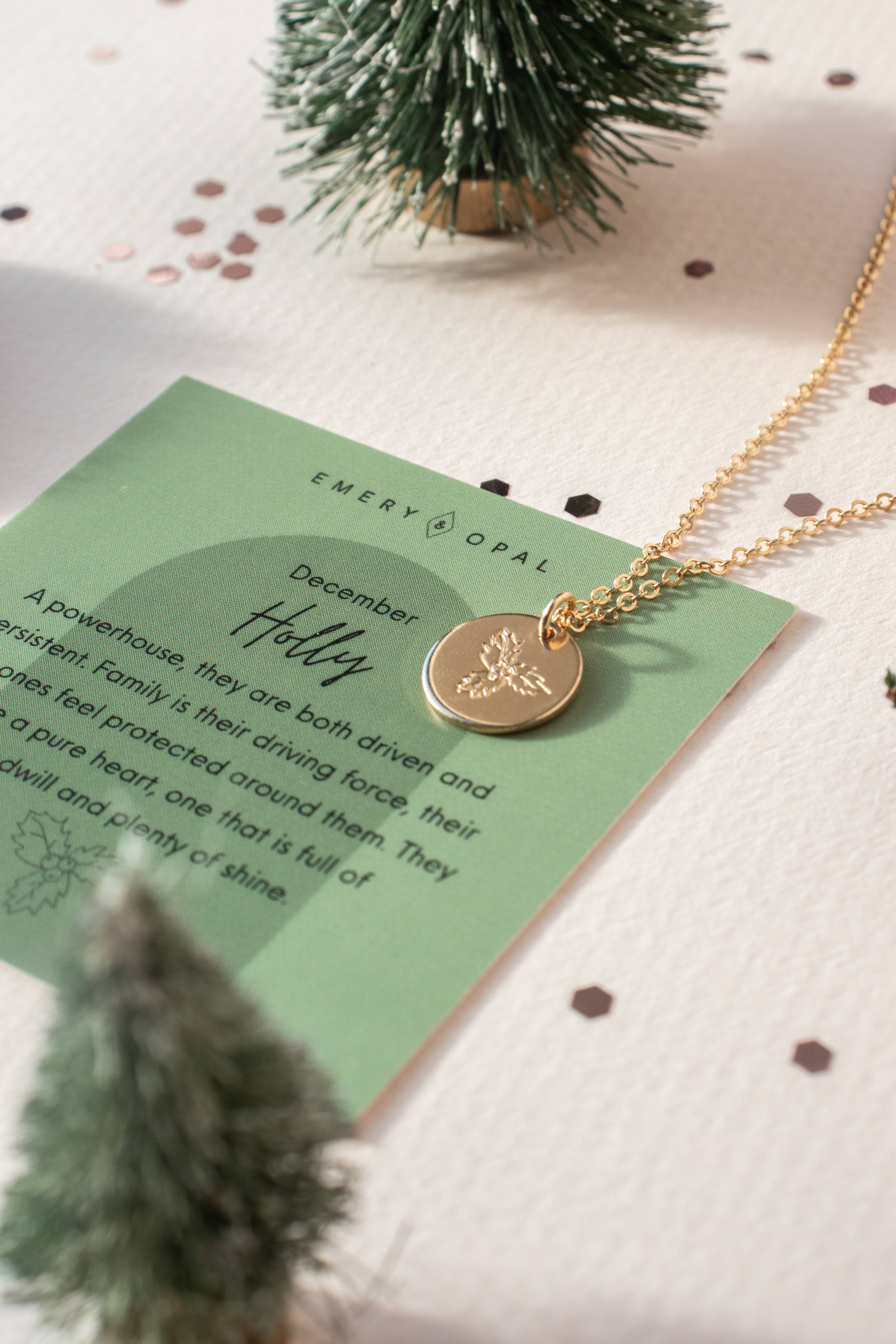 Emery and Opal – wholesale Pendant/charm necklace – Birth Flower Round Disc Necklace2