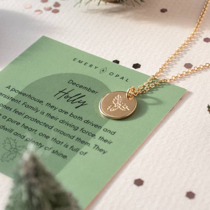 Emery and Opal – Großhandel Kette mit Anhänger/Charm – Halskette mit rundem Scheibendesign mit Geburtsblume2