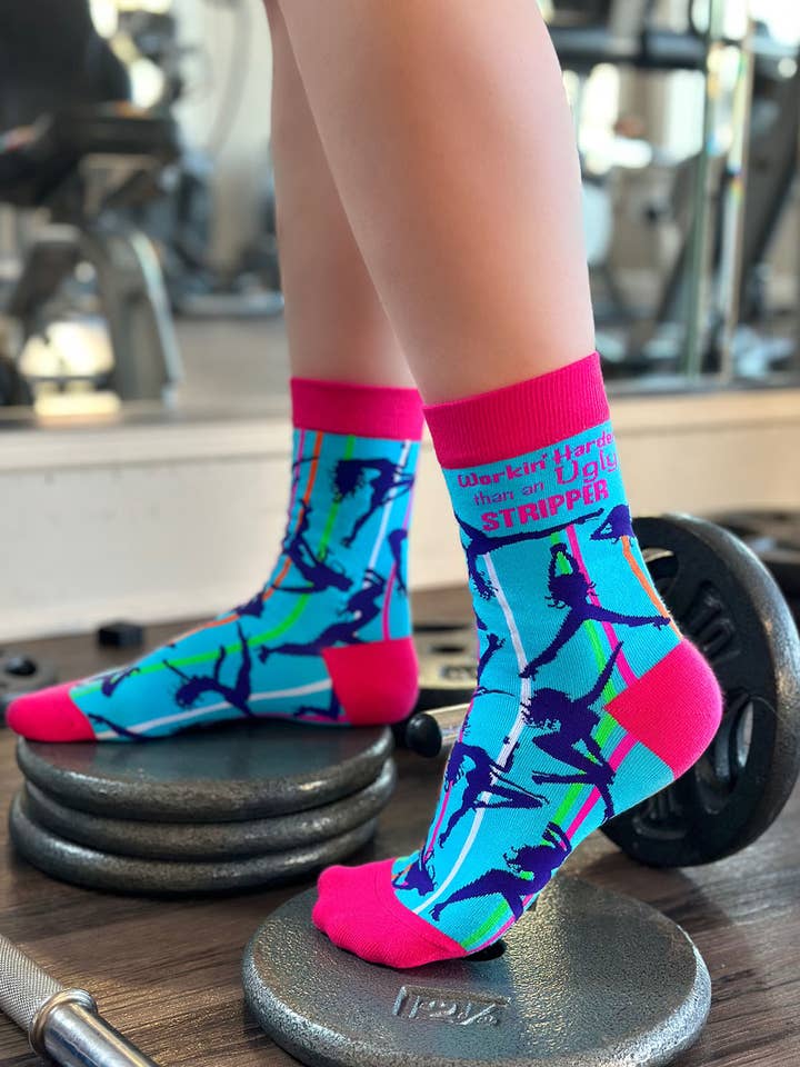 Fabdaz - Wholesale Socks - Women's - Workin' Harder Than an Ugly Stripper Women's Crew Socks
