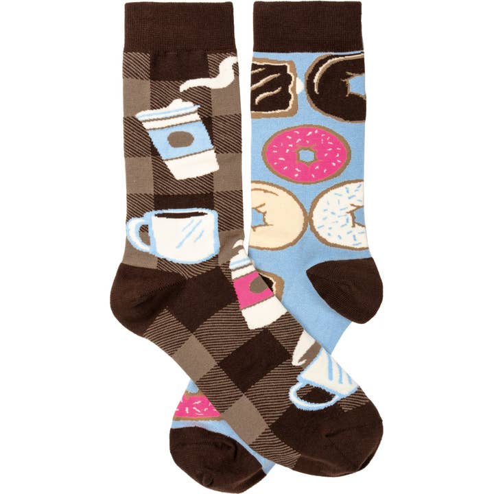 Primitives by Kathy - Wholesale Socks - Unisex - Coffee And Donuts Socks