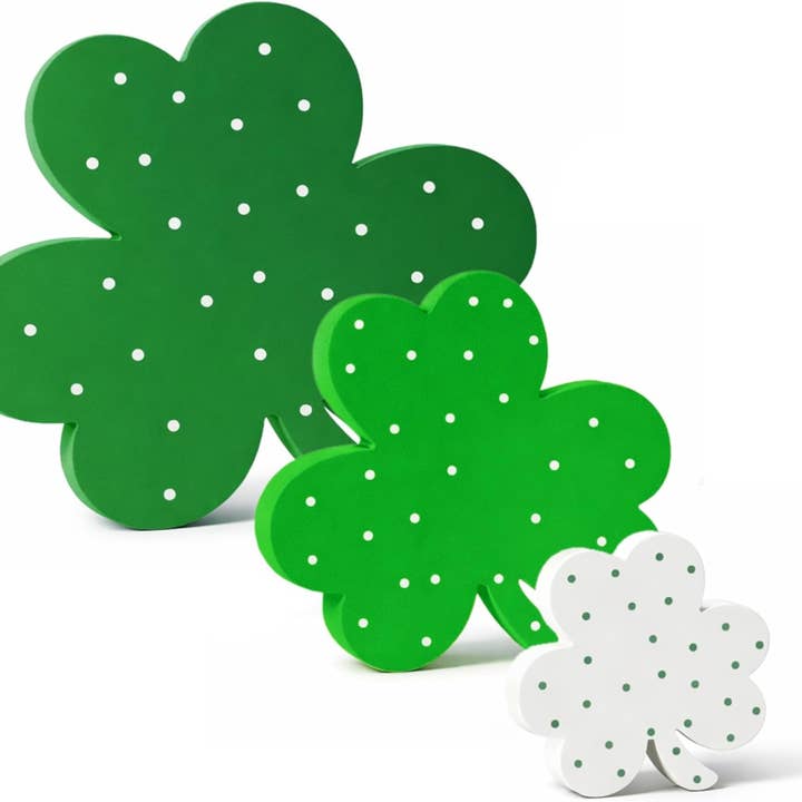 Lot de 3 décorations en bois de trèfles de la Saint-Patrick 4E's Novelty pour la vente par 4E's Novelty