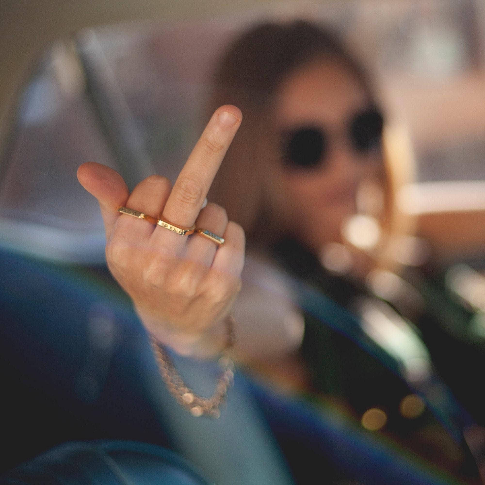 Salt and Sparkle – wholesale Band/stacked ring – FUCK OFF Gold or Silver 90's Style Flat Top Ring5