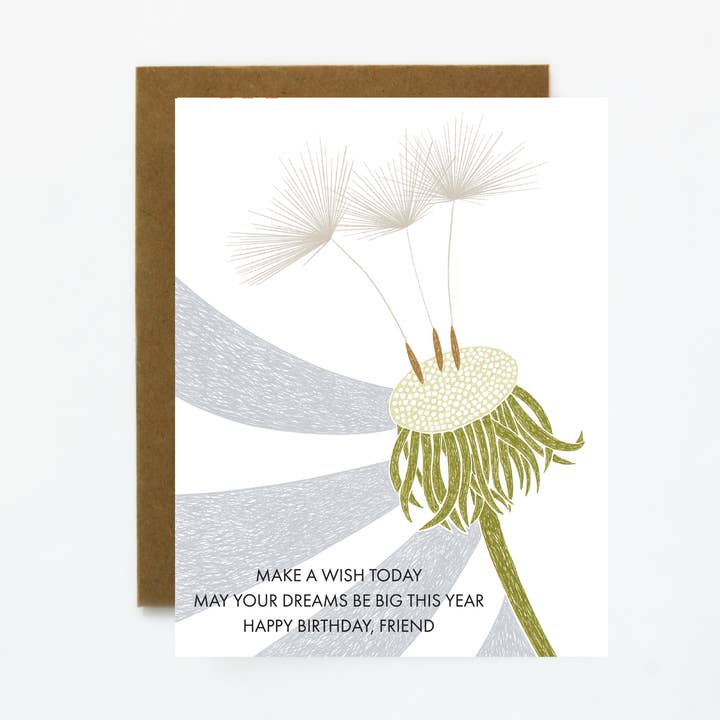 Quiet Lines Design - Wholesale Birthday Card - Dandelion Wish-Birthday Greeting Card0