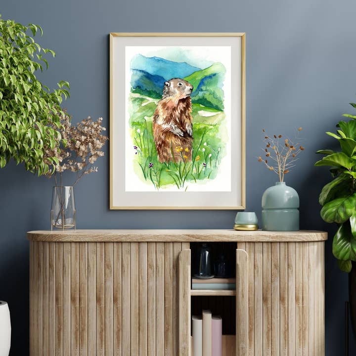 Wild Life Design Co. - Wholesale Art Print - Marmot Watercolor Print2