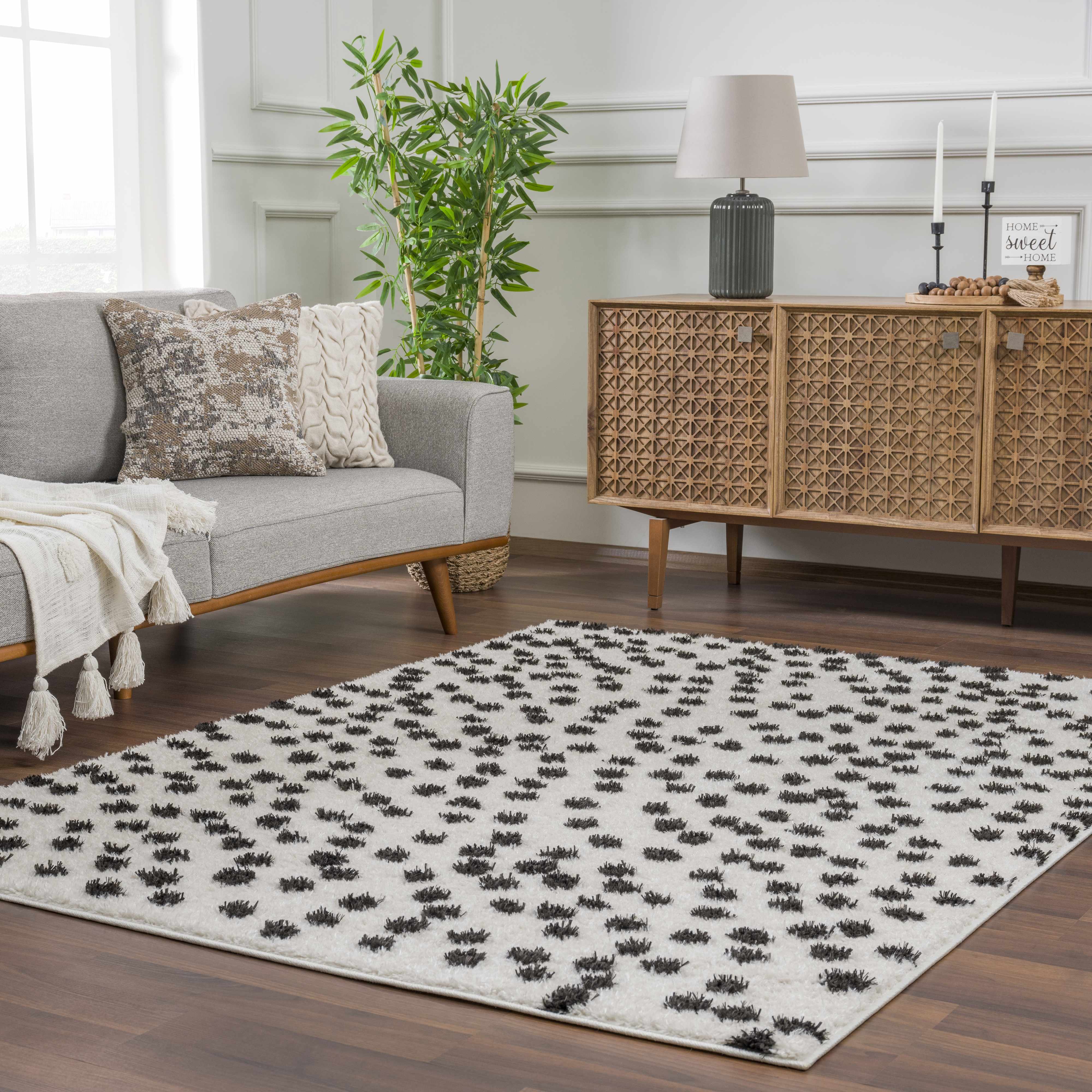 Hauteloom - Wholesale Area Rug - Cansu Black & White Dotted Area Rug18